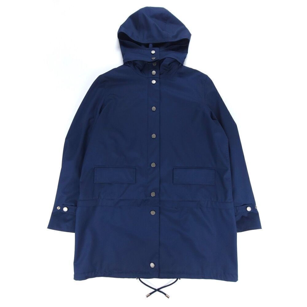 NEW Faconnable Wool Parka Trench Coat Hooded Jacket Quiet Luxury Large Navy Blue